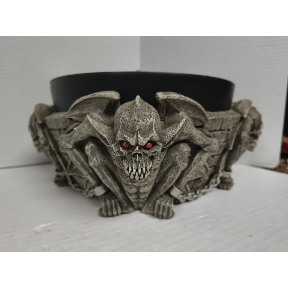Vintage Spencer Gifts Gargoyle Punch Bowl Set with Skull Ladle in Box (2003)